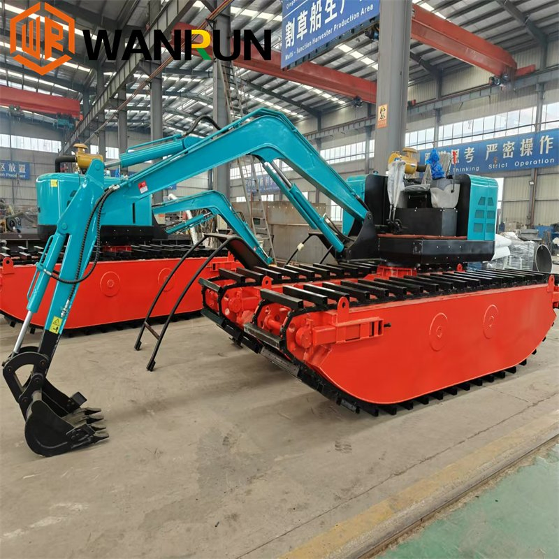 Small Wetland/Swamp Excavator Crawler Amphibious Dredging Machine Water Moving Excavator with Floating Pontoon