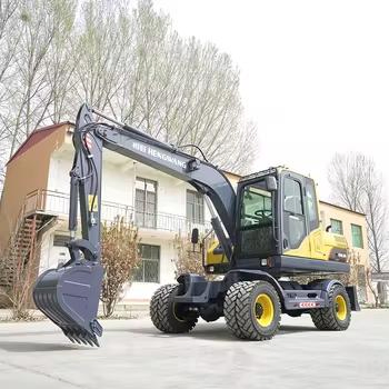 Free Shipping Brands Diesel Wheeled Excavators 4X4 Small Wheel Excavator Mini 8 Ton 9 Ton Long Reach Excavators with Thumb