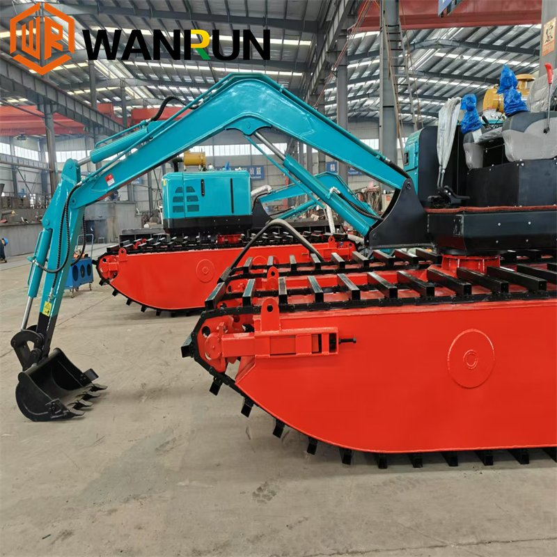 Small Wetland/Swamp Excavator Crawler Amphibious Dredging Machine Water Moving Excavator with Floating Pontoon