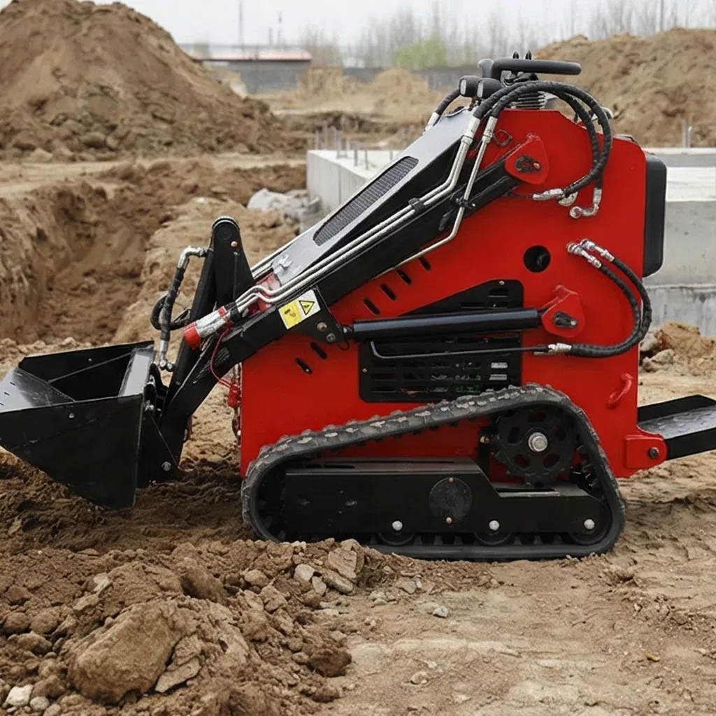 Factory Price CE EPA Cheap Small Diesel Tracked Skid Steer Attachments Snow Blower Electric Mini Skid Steer Loader