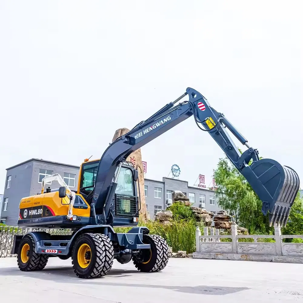 Easy Relocation Compact 6 Ton Wheeled Excavator Hydraulic Long Reach Excavating Machinery Mini Retro Wheeled Excavators