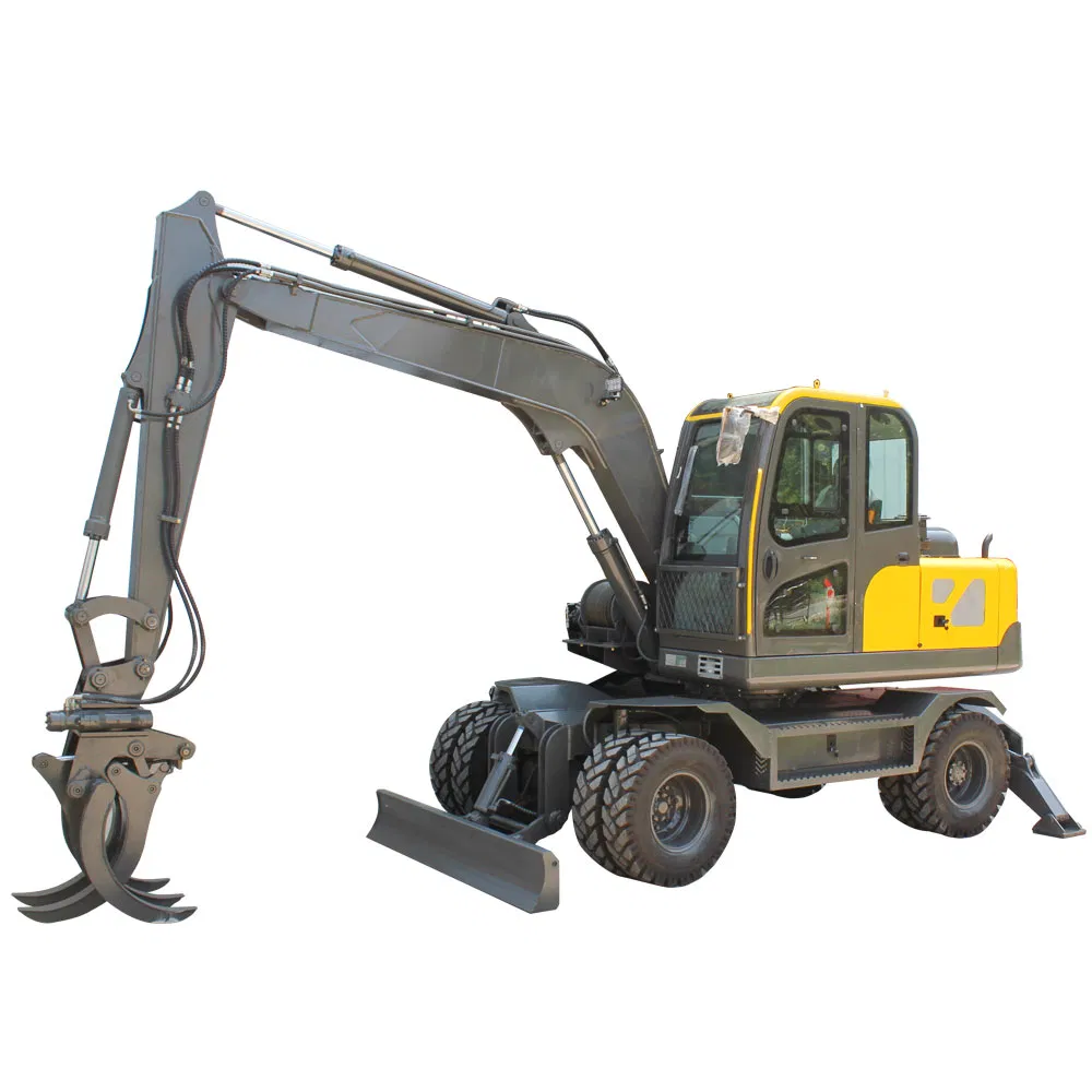 Construction Road Crushing Wheel Wood Grabber Excavator Digger Mini Excavator Wheel Excavators 6ton Small Digger Earth Moving Machine Backhoe Wheeled Excavator