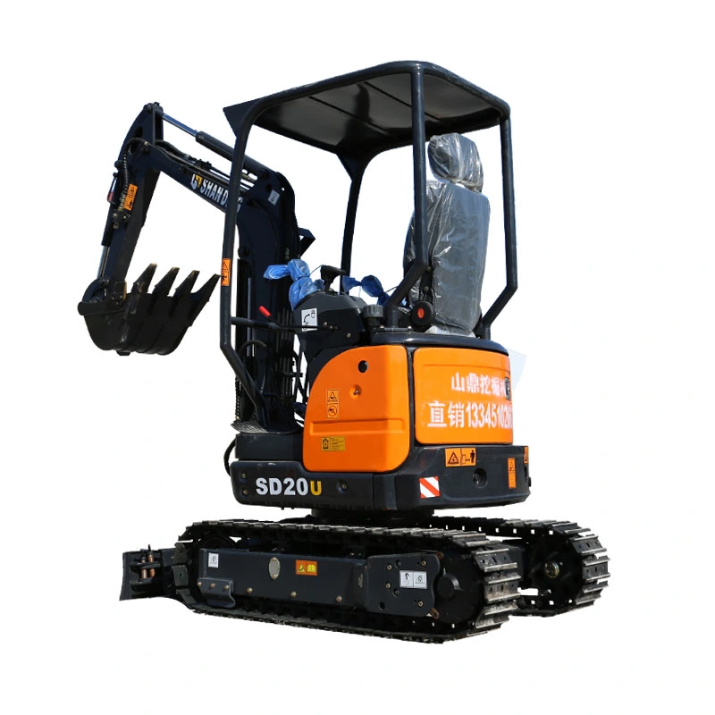 Shanding Factory 2 Ton with Retractable Undercarriage Crawler Track and Zero Tail Mini Small Excavator Digger Model SD20u