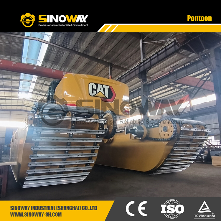 Mini Amphibious Backhoe Excavator Cat320 Long Reach Crawler Swamp Marsh Buggy Excavator with River Floating Tank Pontoon on Sale