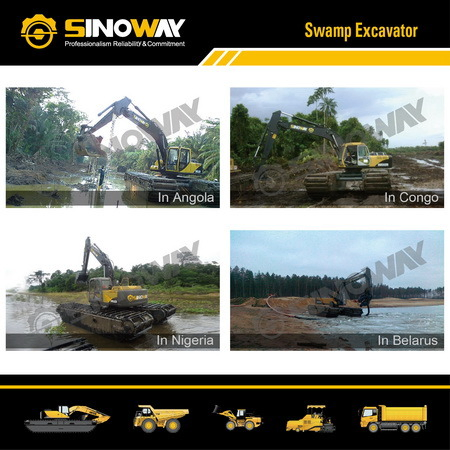 5% off Mini Amphibious Long Reach Excavator with Floating Tank Pontoon and Dredging Pump for Swamp and Water