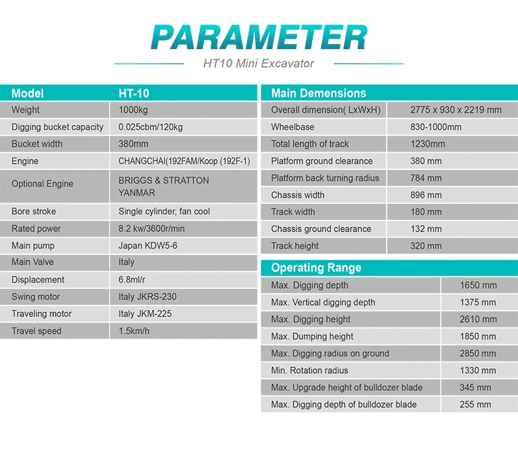 HT10 Mini Excavator Component 1