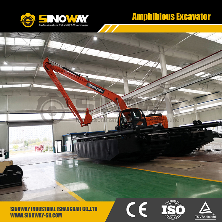 Mini Amphibious Equipment Small Long Reach Floating Pontoon Excavator for Deep Water Derdging