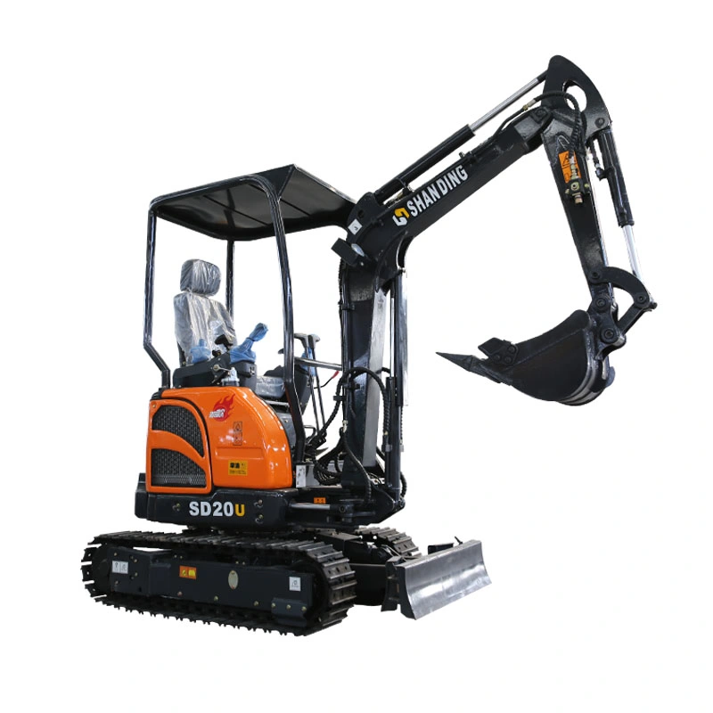 Shanding Factory 2 Ton with Retractable Undercarriage Crawler Track and Zero Tail Mini Small Excavator Digger Model SD20u