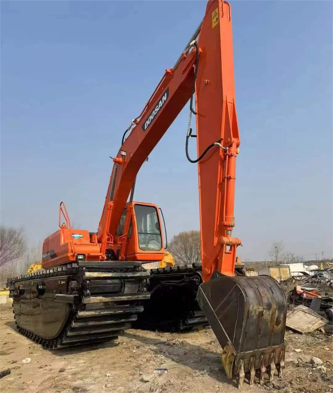 Best Price Doosan Dh220 Long Reach Land and Water Excavator with Floating Tank Pontoon Tracks Mini River