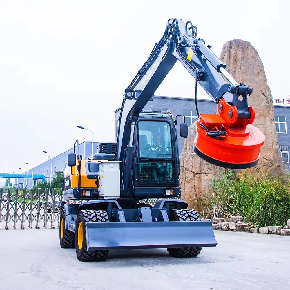 Easy Relocation Compact 6 Ton Wheeled Excavator Hydraulic Long Reach Excavating Machinery Mini Retro Wheeled Excavators