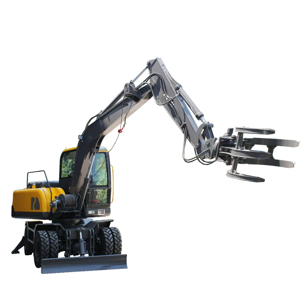 Construction Road Crushing Wheel Wood Grabber Excavator Digger Mini Excavator Wheel Excavators 6ton Small Digger Earth Moving Machine Backhoe Wheeled Excavator