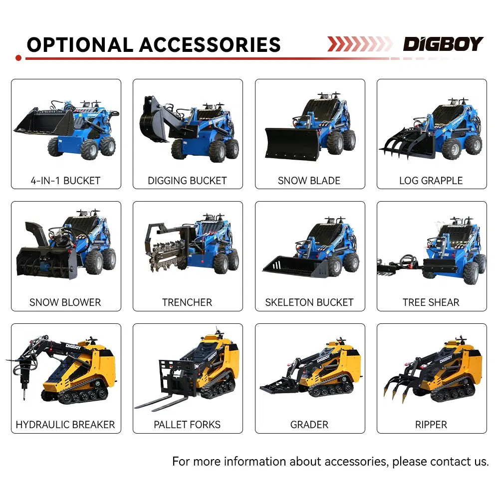 Fast Delivery Hydraulic Diesel Mini Crawler Tracked Wheel Yanmar Skid Steer Loader with Hedge Trimmer Optional Attachment