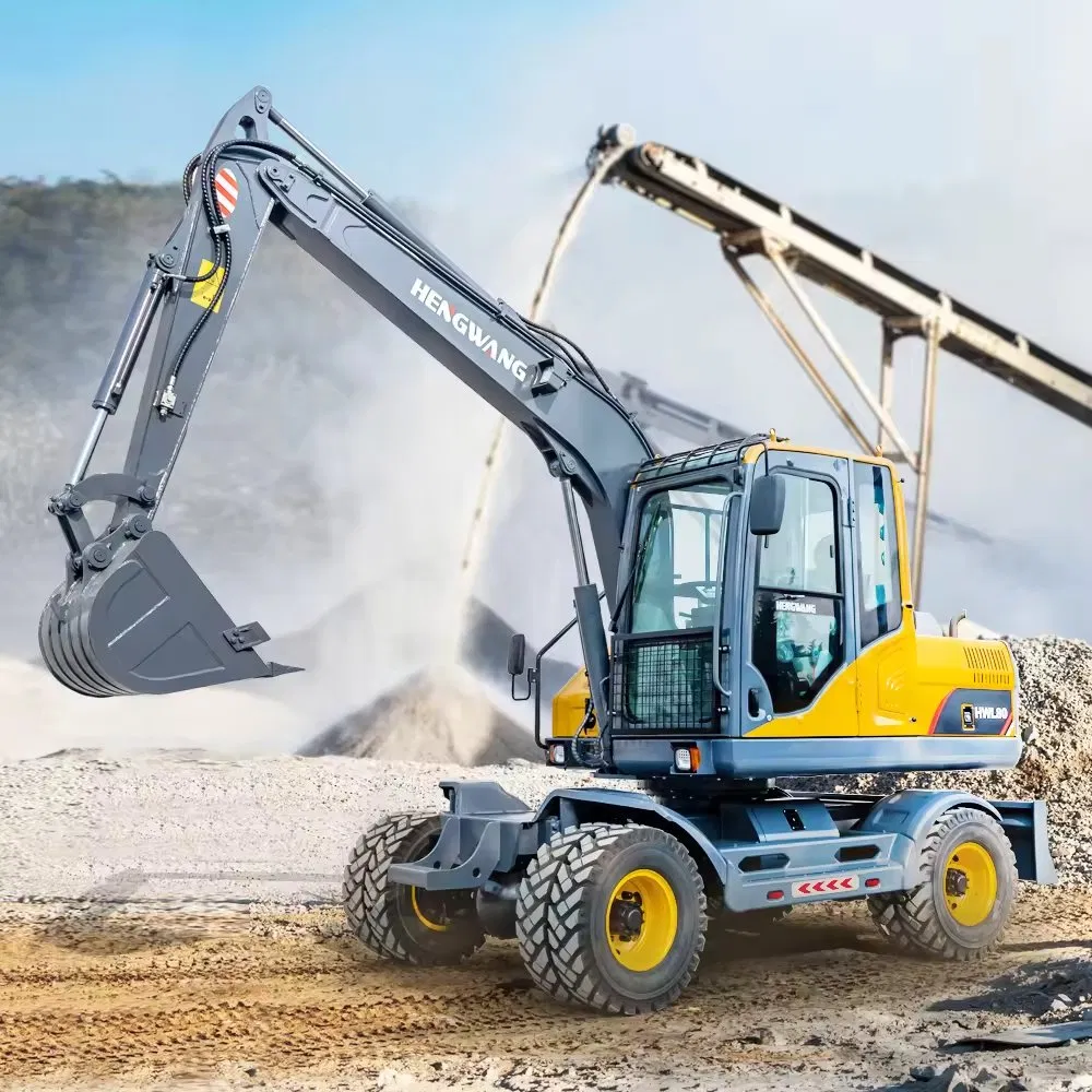 Comfortable Cabin 9 Ton Wheeled Excavator Long Reach Hydraulic Diesel Engine Quick Coupler Mini Excavator