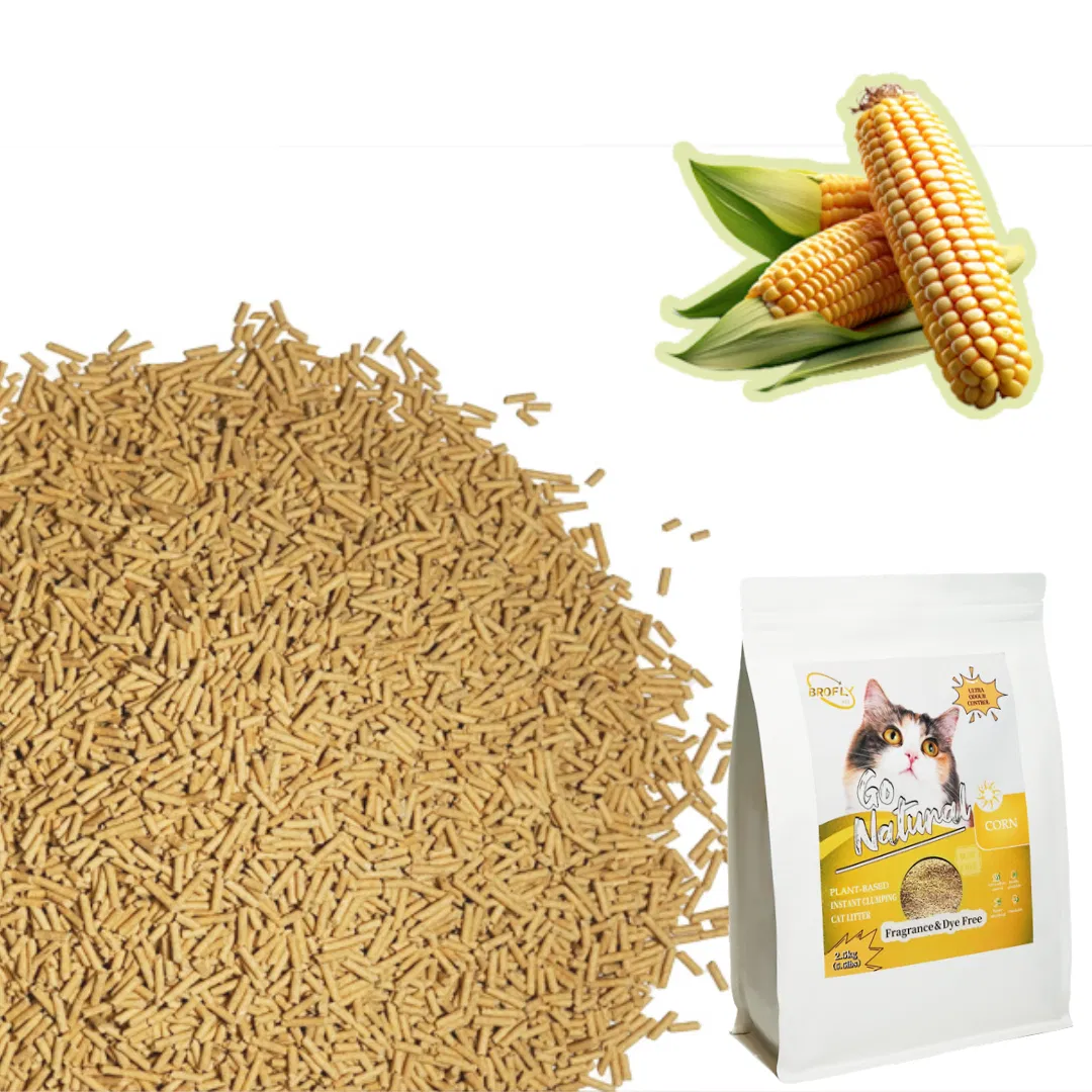Fabricante Atacado Natural Saudável Areia para Gato à Base de Milho Absorvente de Água e Aglomerante Sem Sabor