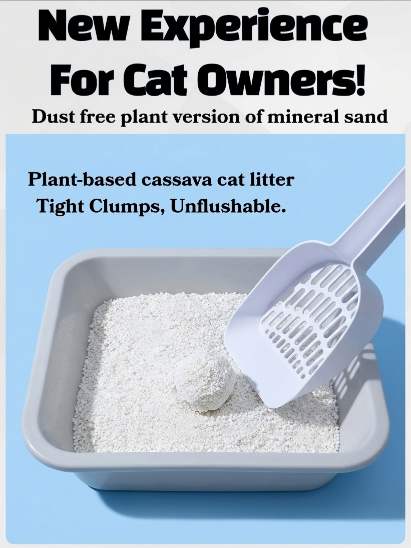 Amostras Grátis de Areia para Gato de Cassava Natural Premium Baseada em Plantas Desodorizante Rápido Sem Poeira Ecológica Limpeza Fácil