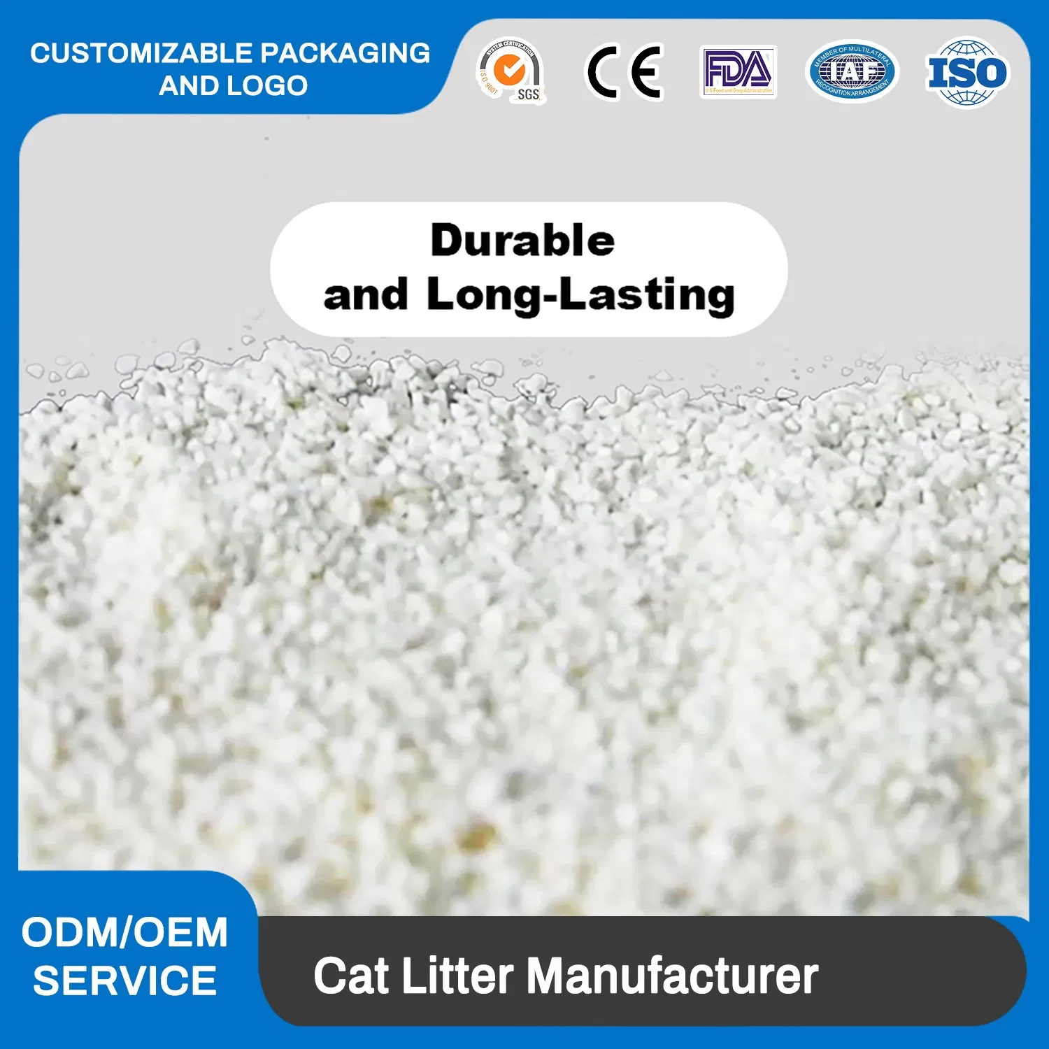 Suprimentos para Animais de Estimação Areia para Gato de Melhor Venda Feita de Mandioca Areia para Gato Amigável e Saudável Feita de Plantas Naturais Areia para Gato Descartável