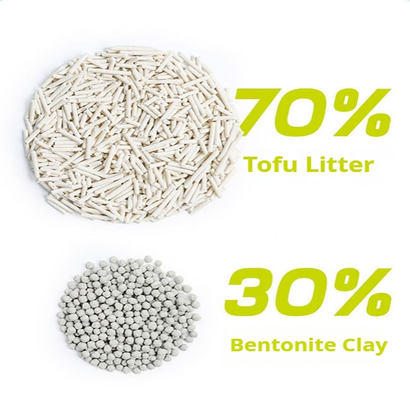 Fabricado na China, areia para gatos de bentonita misturada, aglomerante e biodegradável, acessórios para pets