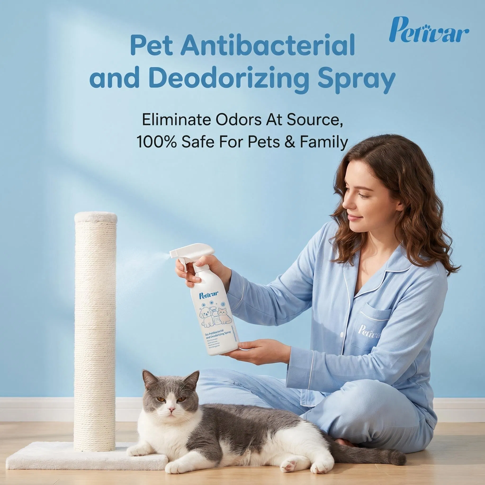 Spray Antibacteriano Desodorizante para Animais de Estimação Eliminador de Odor Molecular Fórmula Enzimática Fornecimento de Fábrica Personalizado OEM ODM