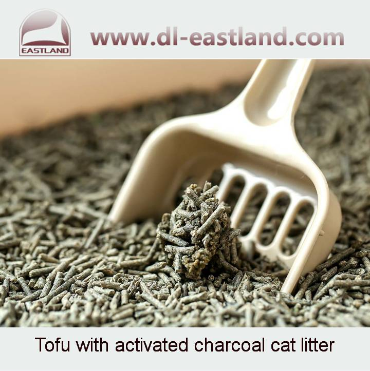 Areia para gatos de tofu com sabor a carvão de bambu ecológico, desodorizante, carbono ativado, descartável e sustentável