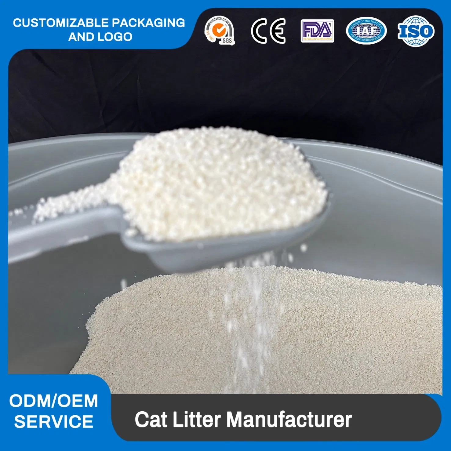 Areia para Gato Premium Misturada Feita de Mandioca Rápida Absorção Grumos Descarga Baixa Poeira Ecológica Areia para Gato