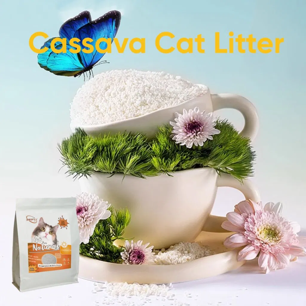 Amostras Grátis de Areia para Gato de Cassava Natural Premium Baseada em Plantas Desodorizante Rápido Sem Poeira Ecológica Limpeza Fácil