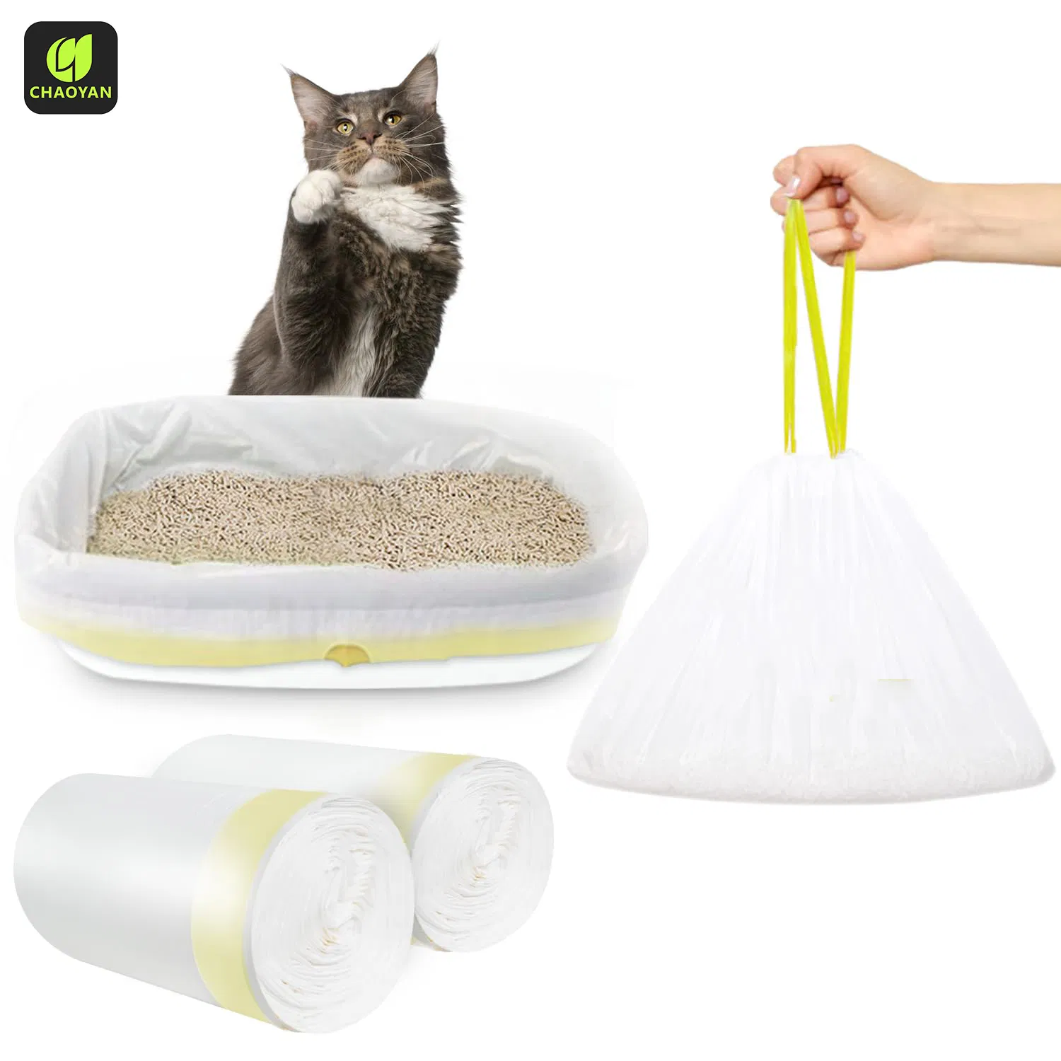 Fabricante de Fábrica Fonte Forros de Caixa de Areia Personalizados com Cordão Fornecedor de Marca OEM ODM Sacos de Lixo para Animais de Estimação para Fezes de Cão para Uso Doméstico e Externo