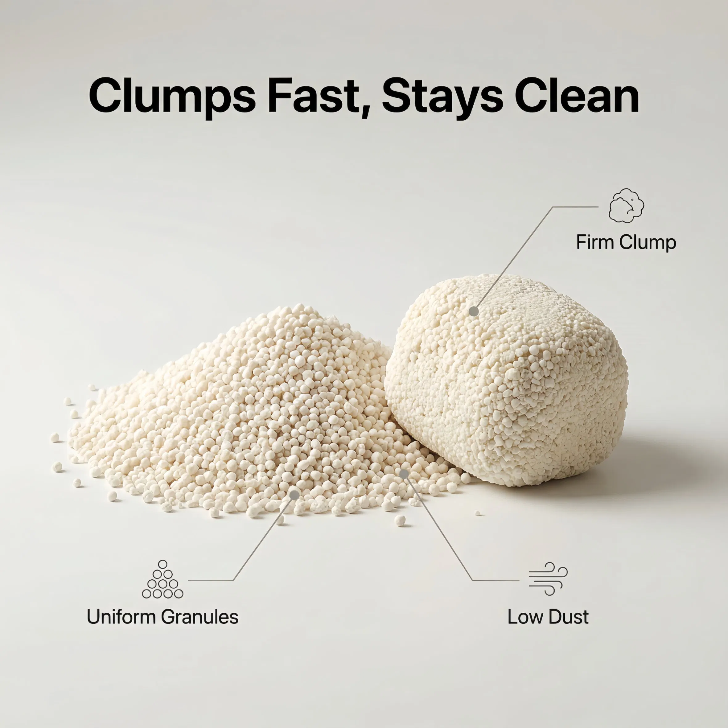 Produtos para Animais de Estimação Fábrica de Areia para Gatos Fornecimento Direto 0.5-3.5mm Fundo Antiaderente Sem Poeira Melhor Agregador Auto Limpeza Natural de Planta Mandioca Areia para Gato com Desodorante