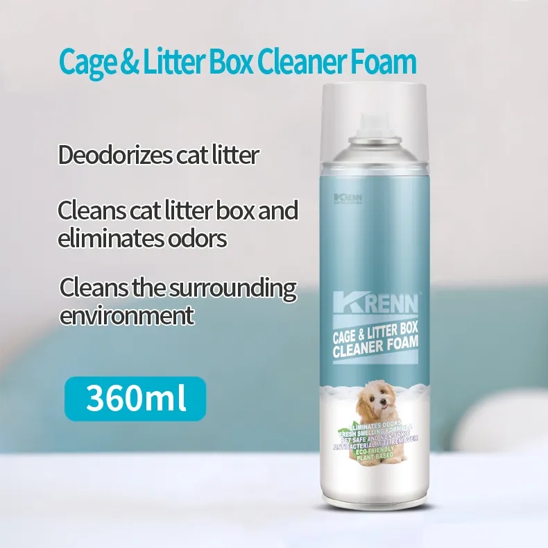 Produtos de Cuidado para Animais de Estimação OEM Limpador de Caixa de Areia e Eliminador de Odor Spray Espuma Limpador de Caixa de Areia para Gatos