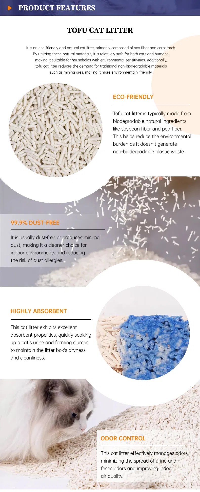 Mundo É Escolha Ecológica Alta Absorção Forte Agregação Biodegradável Mistura Tofu Areia para Gato