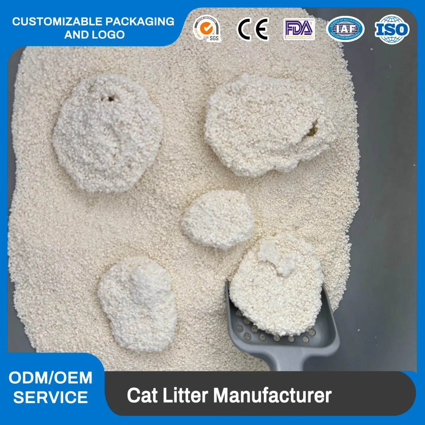 Areia para Gatos Premium Mistura de Cassava e Fibras Vegetais Rápida Absorção Agregação Controle de Odor Livre de Poeira