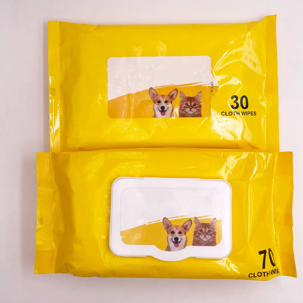 Fabricante de Toalhetes Não Tecidos Personalizados OEM para Limpeza de Patas de Cães, Toalhetes para Animais de Estimação para Cães e Gatos