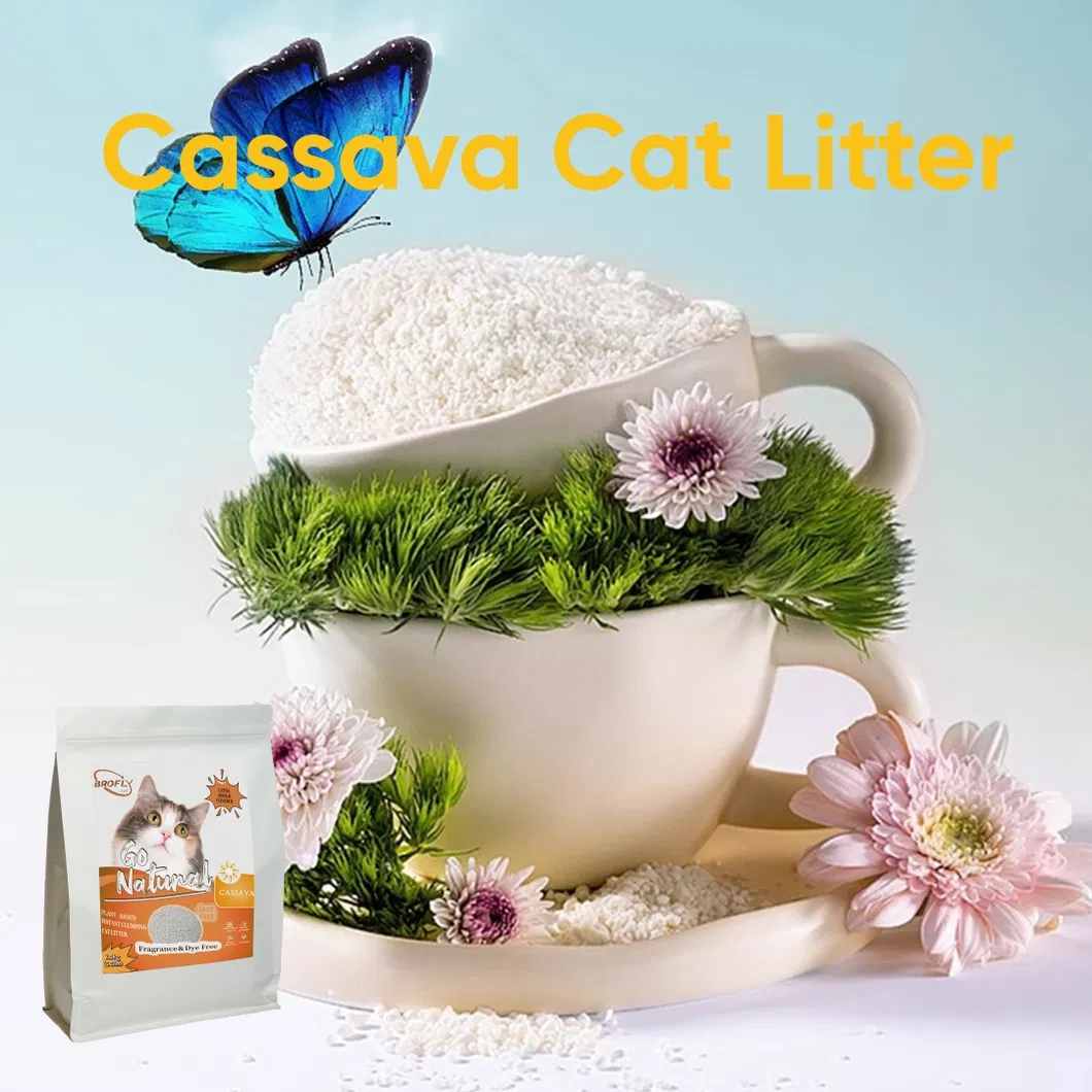 Amostras Grátis de Areia para Gato de Cassava Natural Premium Baseada em Plantas Desodorizante Rápido Sem Poeira Ecológica Limpeza Fácil