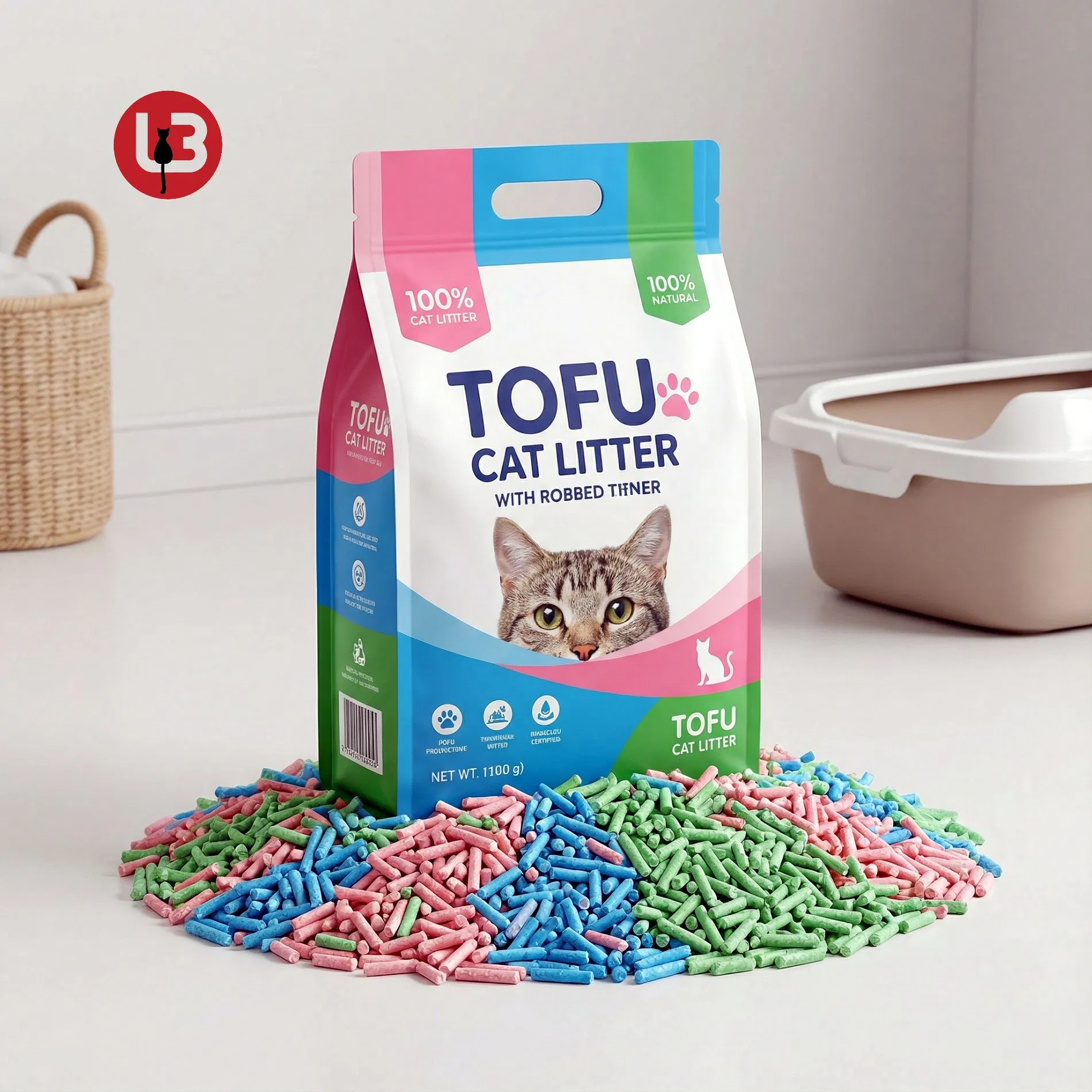 Produtos para animais de estimação OEM ODM por atacado confiáveis, fábrica de areia para gatos premium, aglomerante natural à base de plantas, mistura de tofu, areia para gatos sem poeira com desodorização e inibição de bactérias