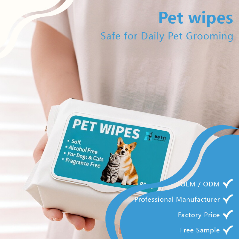 Fornecedores de Produtos para Animais de Estimação OEM ODM, Toalhetes Naturais Ecológicos para Animais de Estimação, Toalhetes de Limpeza Biodegradáveis para Filhotes e Gatos, Marca Privada
