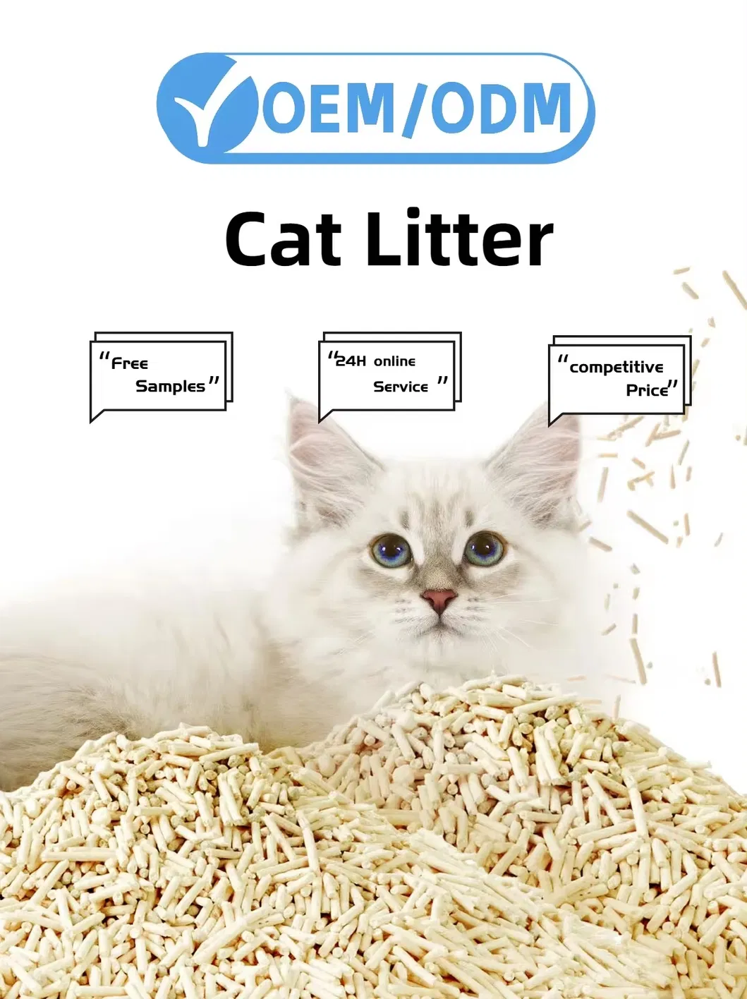 Areia para gatos biodegradável natural feita de tofu para gatos