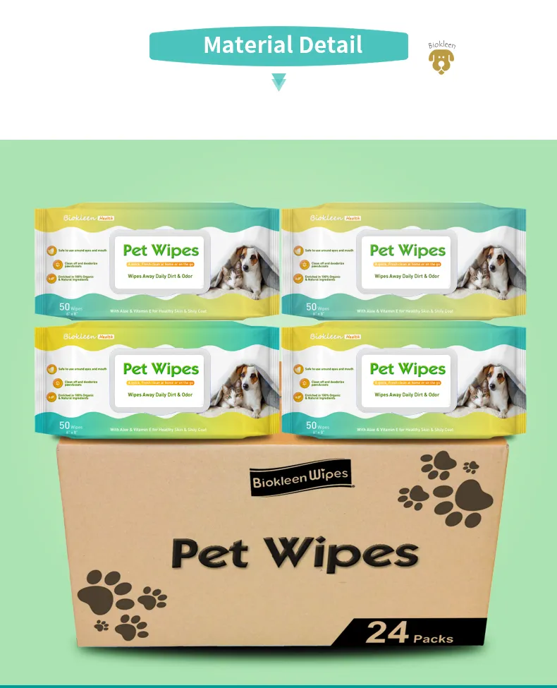 Lenços de Limpeza de Olhos para Animais de Estimação de Bambú Biodegradáveis com Vitamina E para Filhotes Marca Própria
