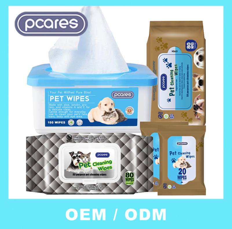 Linhas de Produção de Toalhetes Úmidos Personalizados de Fábrica Luvas de Limpeza para Animais de Estimação com Água Limpa para Corpo Inteiro