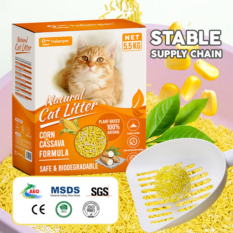 Amostras Grátis Disponíveis do Fabricante, Premium Areia para Gato de Limpeza Fácil à Base de Plantas, Areia para Gato Orgânica de Milho e Tapioca