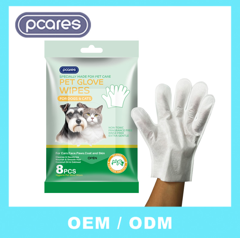 Linhas de Produção de Toalhetes Úmidos Personalizados de Fábrica Luvas de Limpeza para Animais de Estimação com Água Limpa para Corpo Inteiro