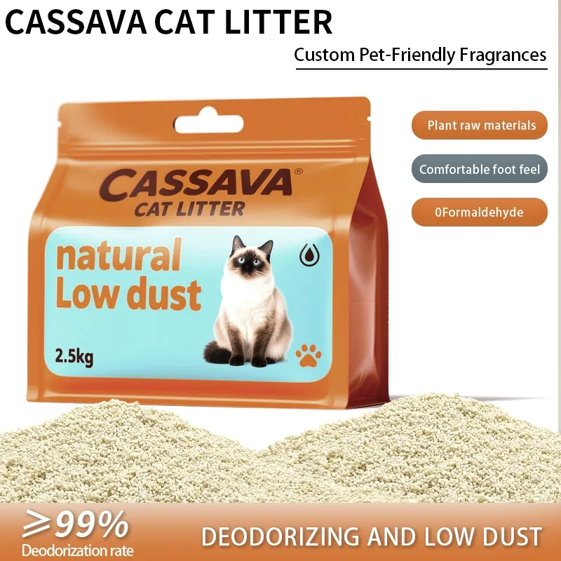 Feito na China Areia de Gato de Mandioca - Baseada em Plantas Flushable Baixo Pó a Granel com Embalagem OEM ODM