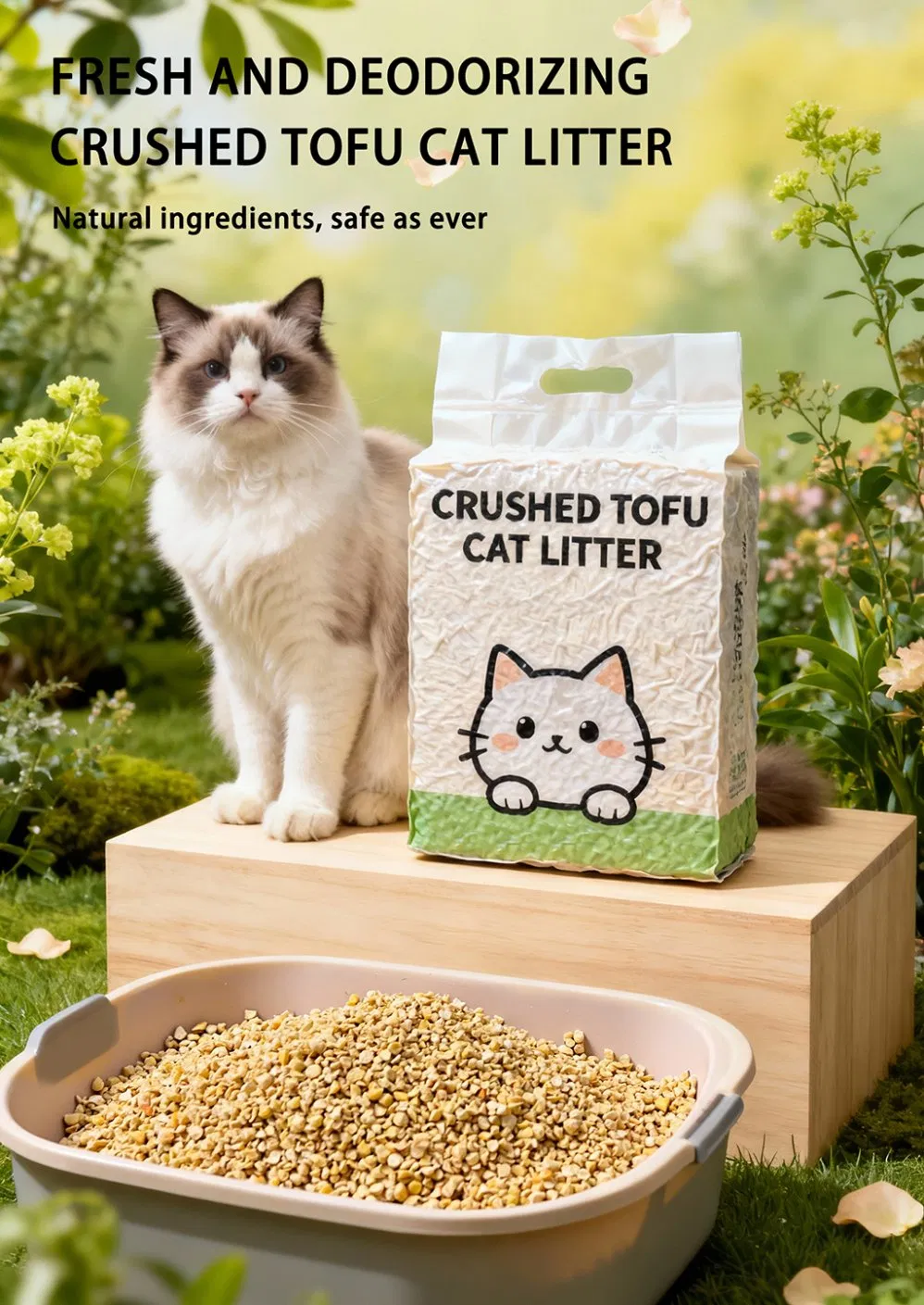 Fábrica OEM Atacado Areia para Gato Biodegradável e Desodorizante Sem Poeira Feita de Ingredientes 100% Naturais