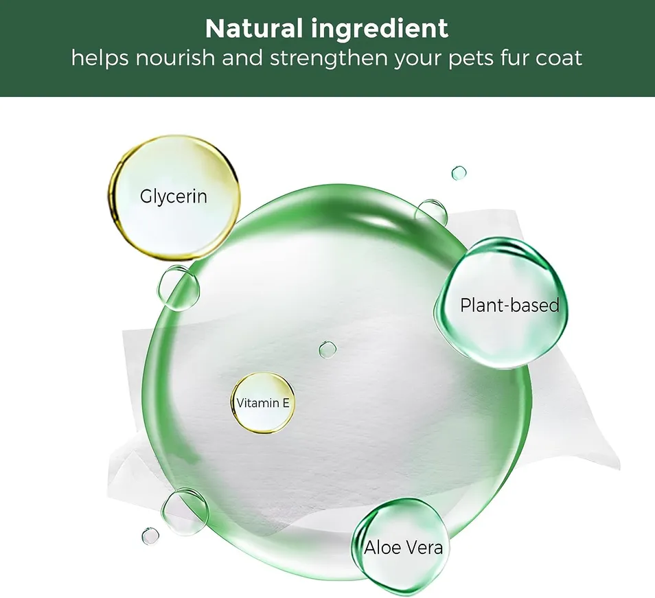 Toalhetes Biodegradáveis para Limpeza de Cães, Umidade para Dentes, Olhos e Orelhas
