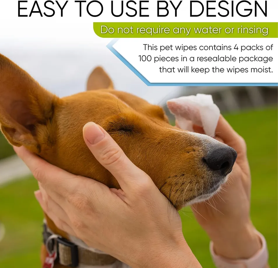 Toalhetes Biodegradáveis para Limpeza de Cães, Umidade para Dentes, Olhos e Orelhas