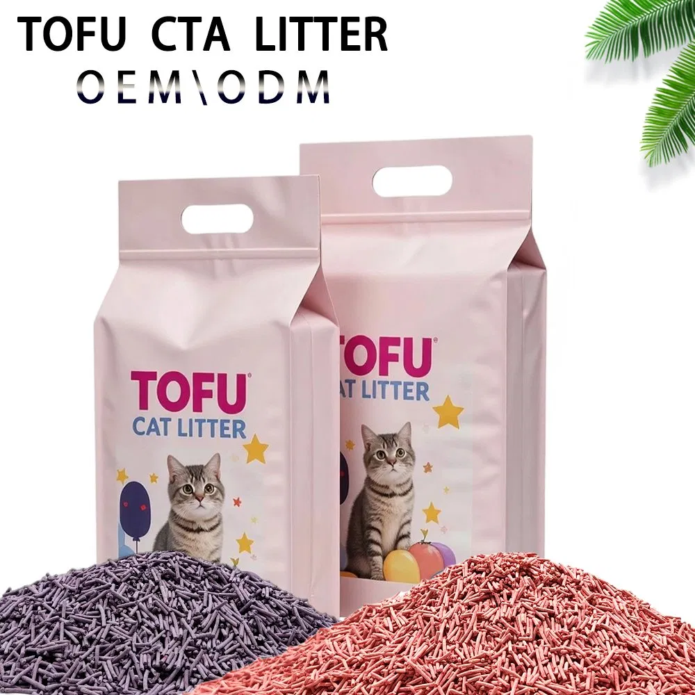 Areia para Gato de Tofu Natural Desodorizante Carvão de Bambu Super Agregador Passo Macio Antiaderente Absorção Rápida Aroma de Almíscar Atacado Global Eco Areia para Gato de Tofu