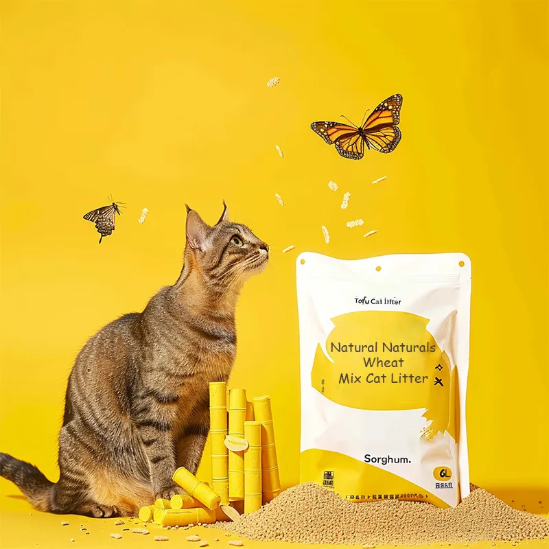 Produtos para Gato Agregação Dura Solúvel em Água Baixa Emissão de Poeira Não Pegajoso Conforto para Patas Aromas e Embalagens Personalizáveis Areia para Gato Misturada