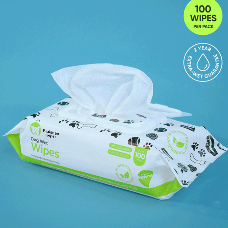 Biokleen Lenços de Limpeza de Olhos para Animais de Estimação de Bambú Biodegradáveis com Vitamina E para Filhotes Marca Própria