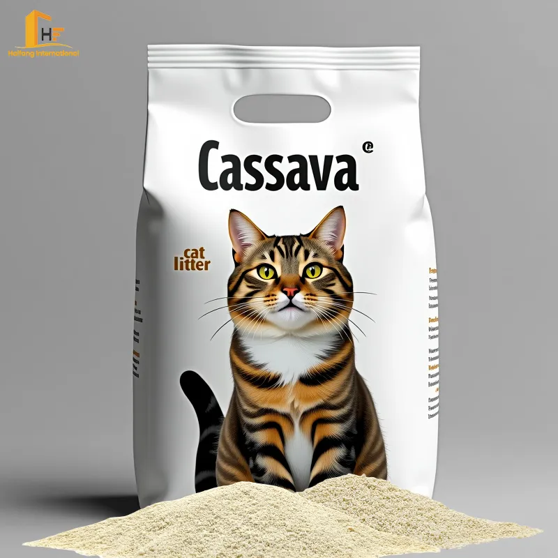 Envio Rápido OEM Baseado em Plantas Puro Não Tóxico Livre de Poeira Antiaderente Areia para Gato de Mandioca
