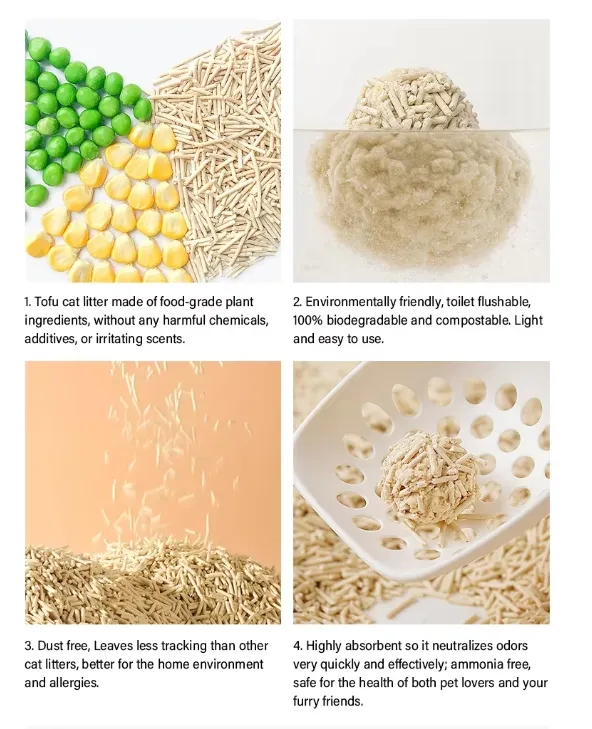 2025 Top seller Natural tofu lixo de gato feito de milho Amido a granel
