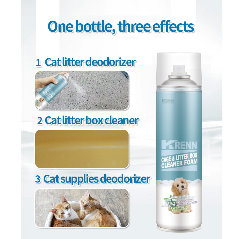 Produtos de Cuidado para Animais de Estimação OEM Limpador de Caixa de Areia e Eliminador de Odor Spray Espuma Limpador de Caixa de Areia para Gatos