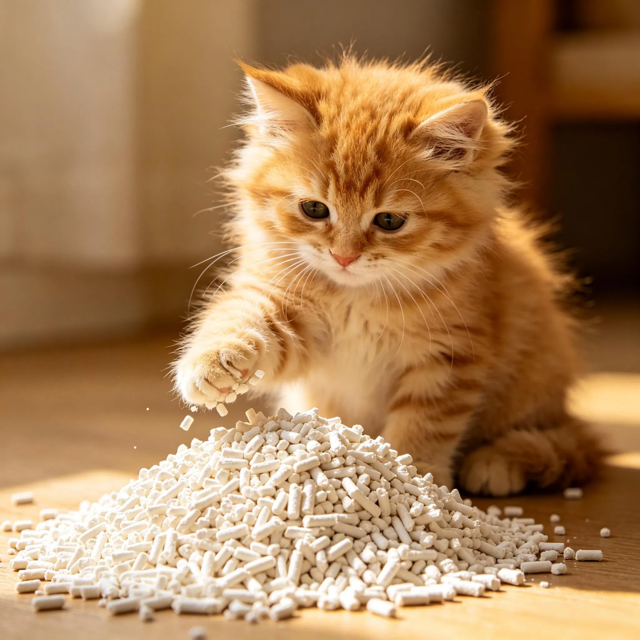 Areia para gatos de tofu à base de milho biodegradável, tratamento de resíduos limpo, popular entre atacadistas de animais de estimação no exterior